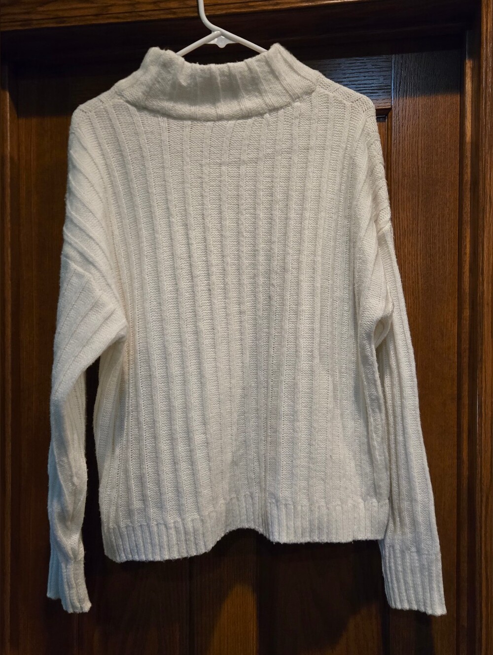 Time and Tru Cream Ribbed Cowl Neck Sweater - Picture 13 of 15